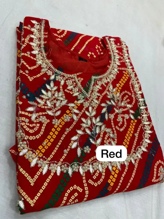 ❤️ bhandej special  special product❤️
New launch designer  Rajasthani Bhandej  style kurti with hand uploaded by Gotapatti manufacturer on 8/5/2023