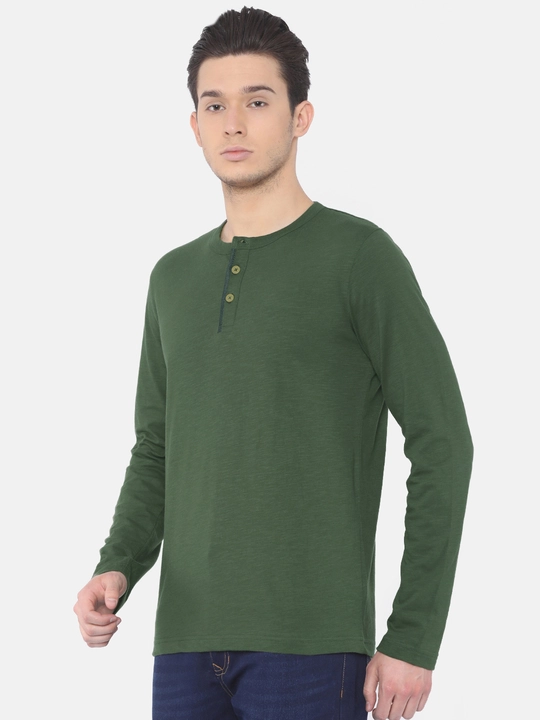 Hot Button Henley Neck Solid Green Full Sleeve T-shirt for men! uploaded by Hotbutton.in  on 8/5/2023