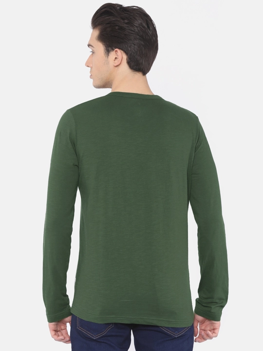 Hot Button Henley Neck Solid Green Full Sleeve T-shirt for men! uploaded by Hotbutton.in  on 8/5/2023