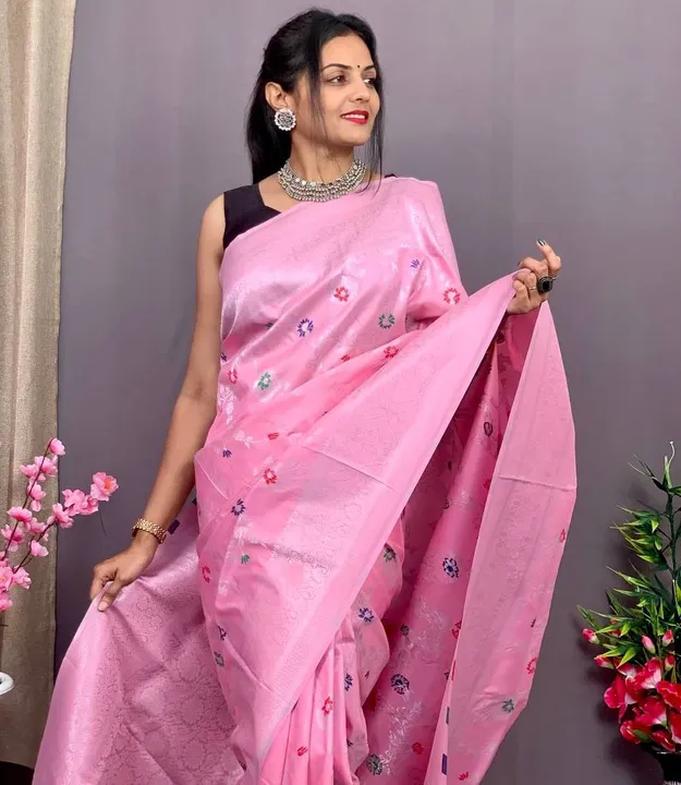 Banarasi semi Georgette meena jaal silk sarees uploaded by business on 8/5/2023