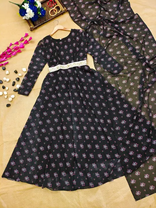 Sukhkarta Clothing Georgette Print Gown 👗 uploaded by Sukhkrta clothing  on 8/5/2023