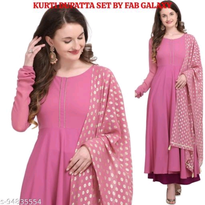 Kurta Sets anarkali kurtis for women with dupatta set in PINK FRENCH ROSE color uploaded by business on 8/5/2023