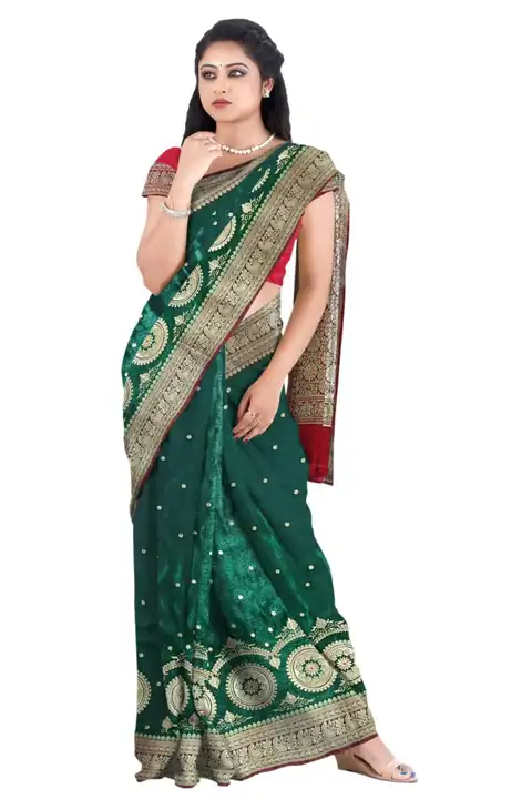 Banarasi polyester saree with blouse piece  uploaded by business on 8/5/2023