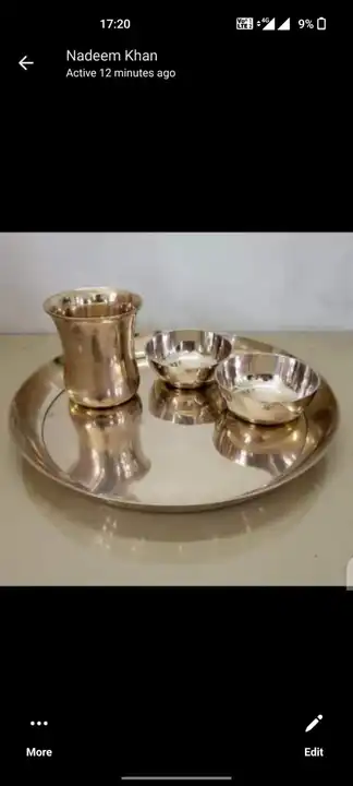 Family  Kansa thali set  uploaded by Brass and pital metal utensil on 8/5/2023