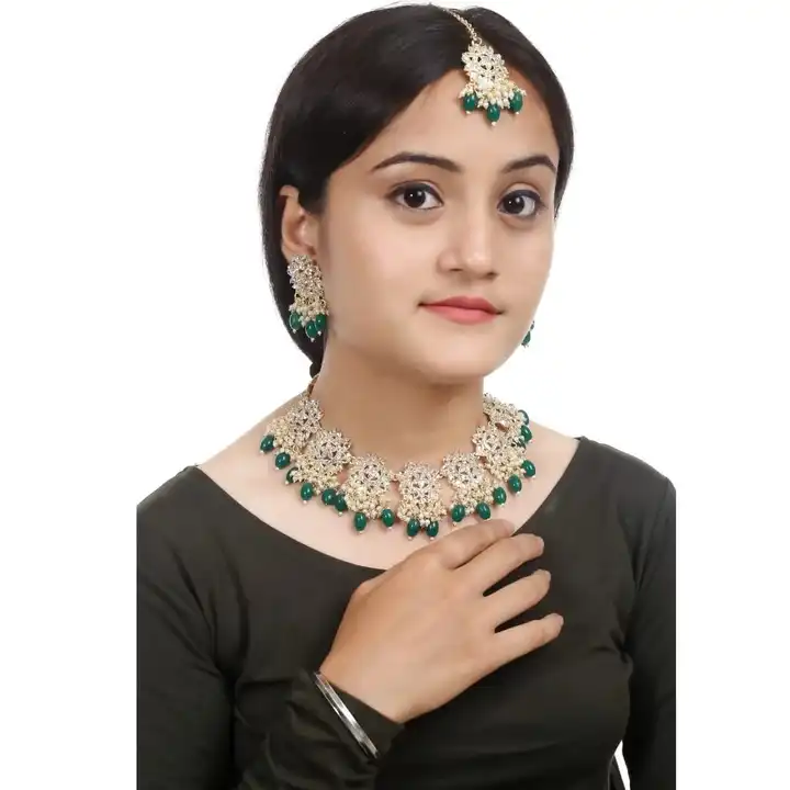 Alloy gold plated green jewellery set  uploaded by BookBaBa'S on 8/5/2023