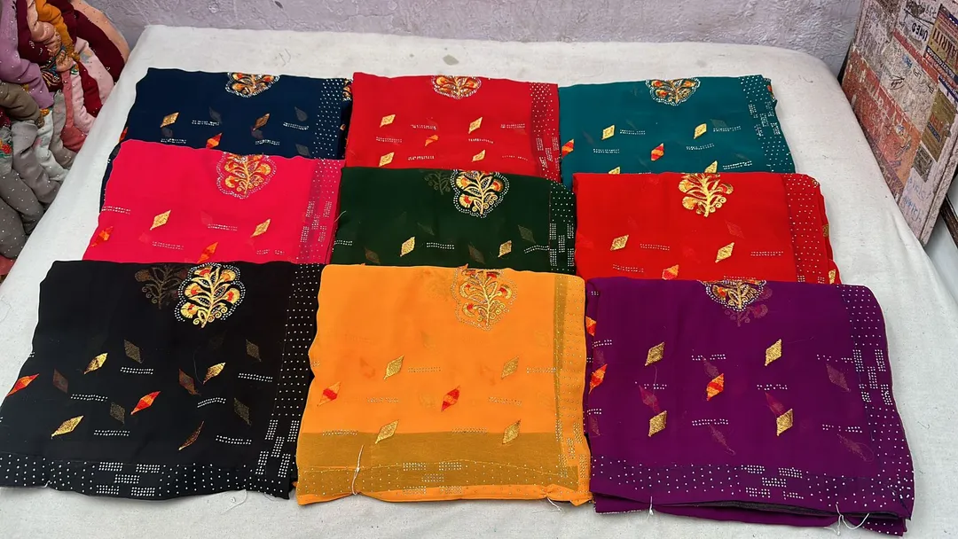 Full Embroidery Work with Siroski saree  uploaded by business on 8/5/2023