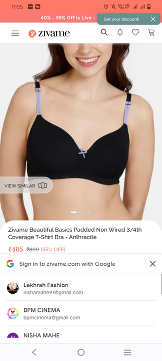 ZIVAME Brand Bras pad and non pad uploaded by Lekhrah Fashion on 8/5/2023