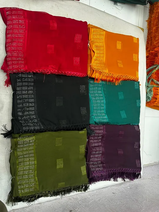 Fancy fabric with Siroski saree  uploaded by business on 8/5/2023