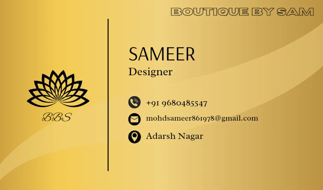 Visiting card store images of Boutique by sam