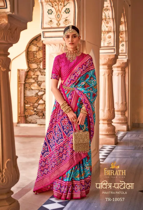 Post image *BRAND : TRIRATH*

*CATALOG : PAVITRA PATOLA*

*PRICE :- 795 +5% GST EXTRA*

*SAREE FABRIC -: MERCERIZED AIRCEL SILK*

 *CATALOGUE DETAILS:-*

*▪︎WITH UNIQUE PATOLA DESIGN AND ELEGANT GOLD PRINT WITH GOLD PRINTED WAIST (KANDORA) BELT*
 
*︎12 PCS CATALOGUE* 
*︎THREE DESIGN FOUR MATCHING EACH* 

Available : *Full Set - Multiple - Pick &amp; Choose*
