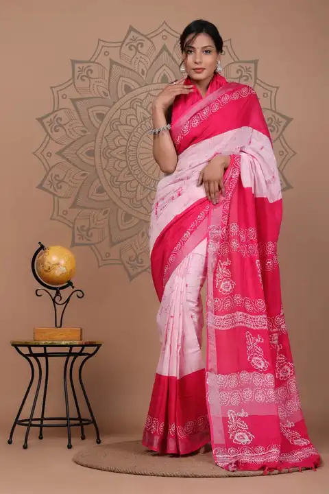 Post image I want 1-10 pieces of Saree at a total order value of 500. I am looking for 👉 Bagru Block Print Cotton Linen Sarees Blouse 
👉Saree lenght:- 5.5m
👉Blouse lenght:- 1m. Please send me price if you have this available.