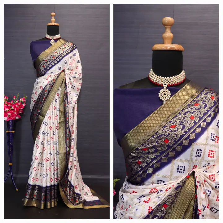 Patola style foil print saree uploaded by Aagam fashion on 8/5/2023