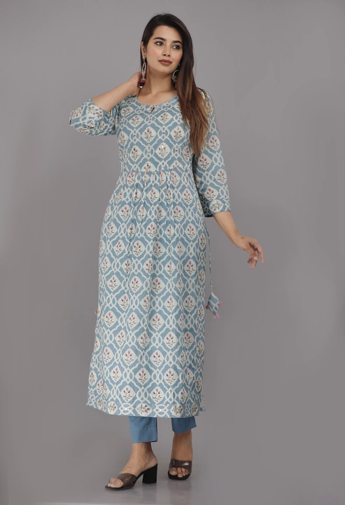 Woman's Cotton Embroidered Kurti and Pant Set uploaded by Aneek Fashion on 8/5/2023