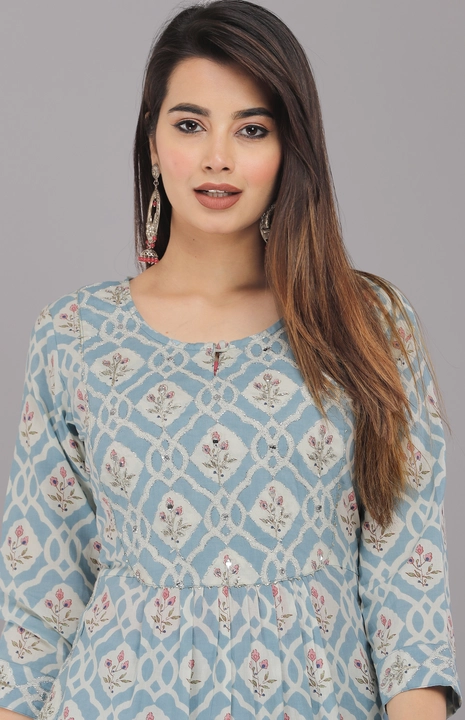 Woman's Cotton Embroidered Kurti and Pant Set uploaded by Aneek Fashion on 8/5/2023