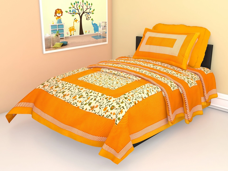 Cotton jaipuri printed single bedsheet with 1 pillow covers in 60×90 inches  uploaded by Maa Collection on 8/5/2023