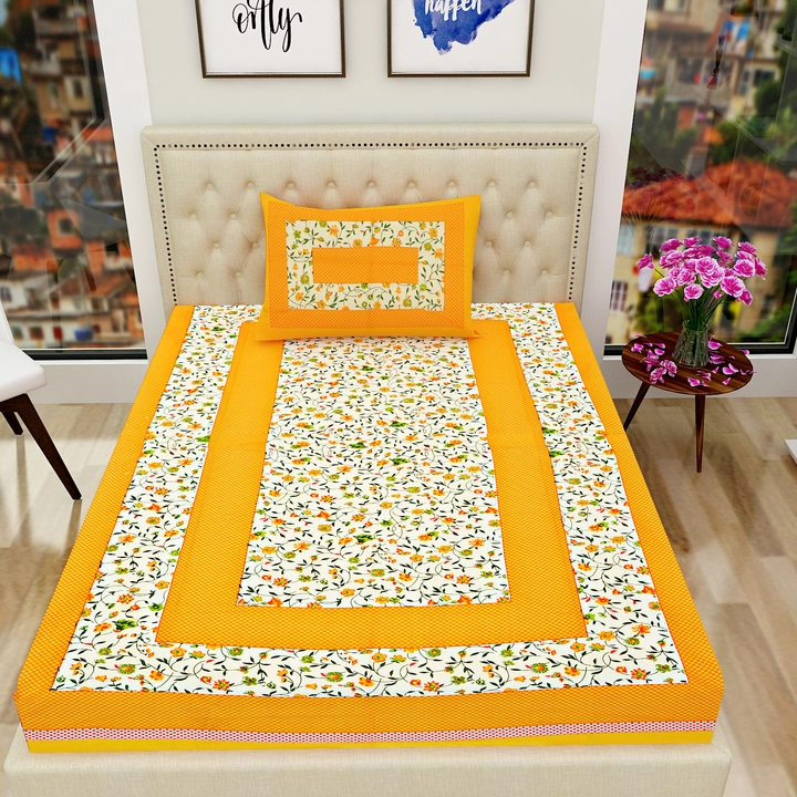 Cotton jaipuri printed single bedsheet with 1 pillow covers in 60×90 inches  uploaded by Maa Collection on 8/5/2023