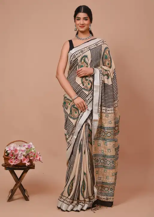 Linen saree  uploaded by Divya print on 8/5/2023