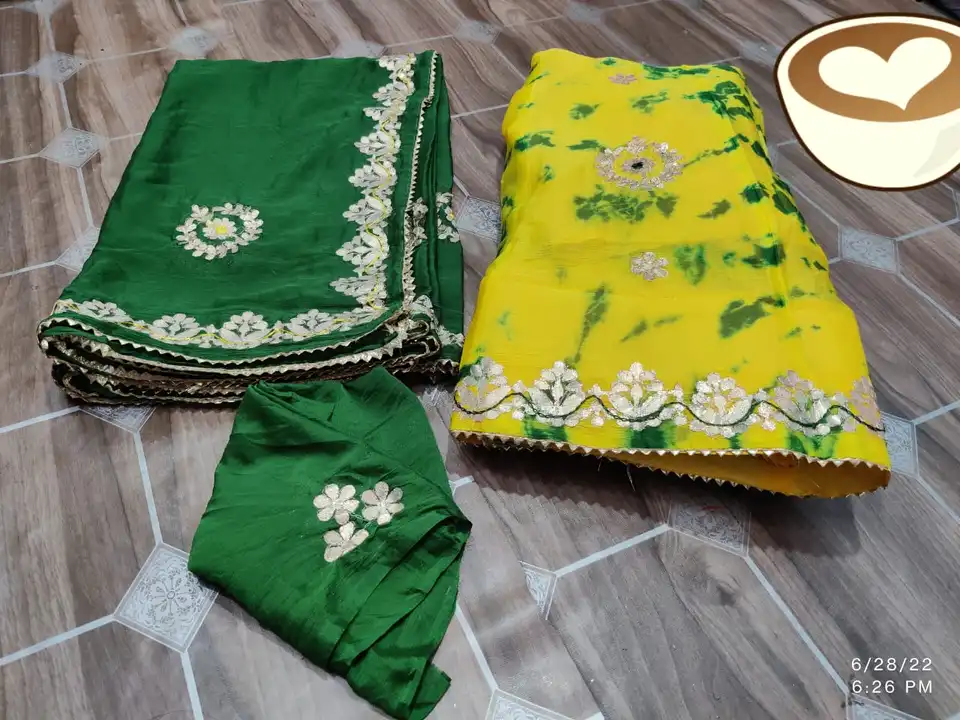 Sale sale sale 
Price drop*.         *New launch beautiful*                beautiful chinnon lahnga  uploaded by Gotapatti manufacturer on 8/6/2023
