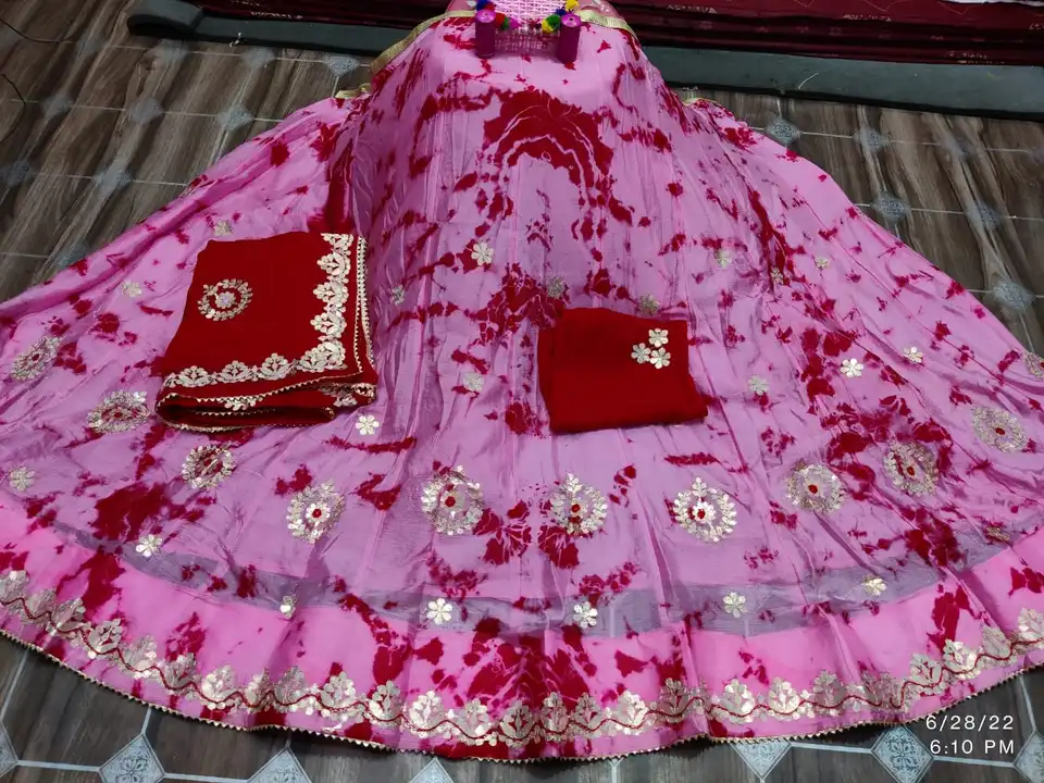 Sale sale sale 
Price drop*.         *New launch beautiful*                beautiful chinnon lahnga  uploaded by Gotapatti manufacturer on 8/6/2023