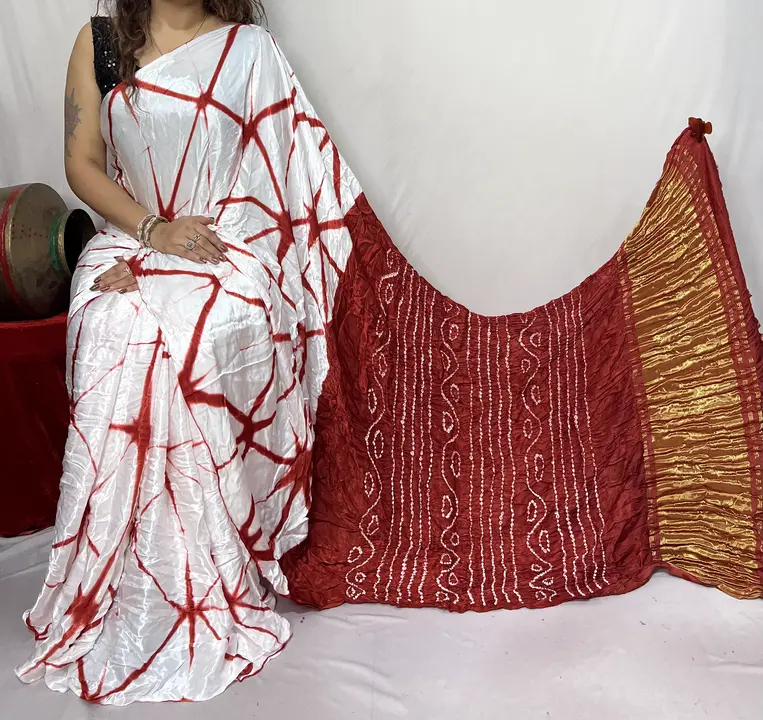 Modal silk bandhani with clamp daying  uploaded by Block print saree on 8/6/2023