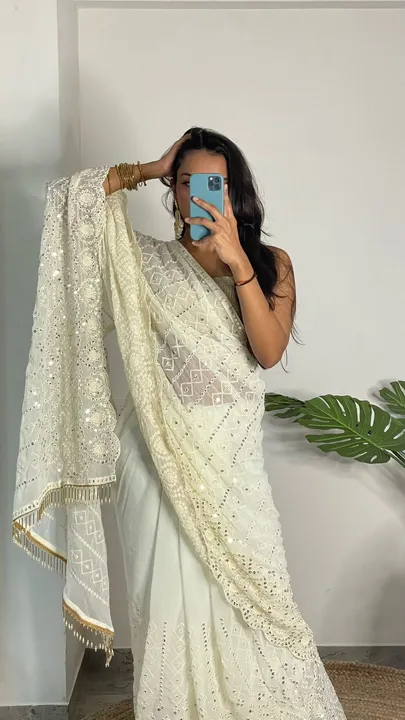 *Georgette hit design |*

Superb Soft Refined Georget Silk Saree With Lucknowi Thread Chikankari Wor uploaded by Maa Arbuda saree on 8/6/2023