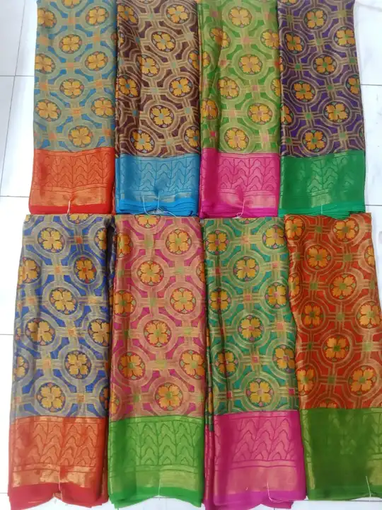 Fancy barso chiffon fabric printed saree  uploaded by NARMADA SILK on 8/6/2023