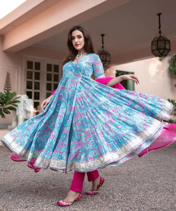 Anarkali  kurti with dupatta and salwar  uploaded by Rohit creation on 8/6/2023