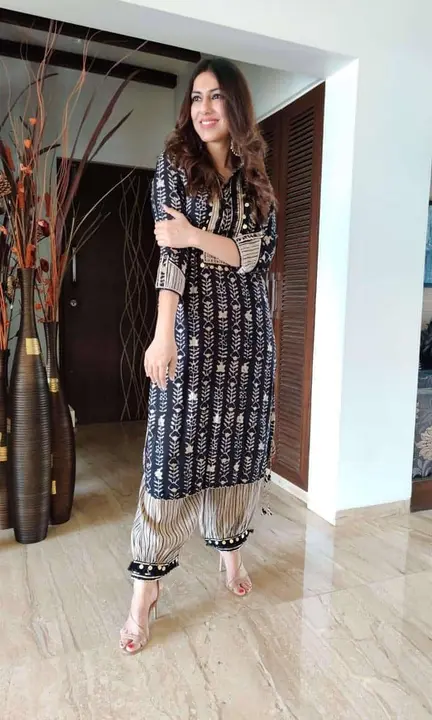 😍 *PATHANI SET* 😍

*Artical Details*
👗 *Pure REYON Fabric Printed Kurti Worked With Gotta Lace, + uploaded by Villa outfit on 8/6/2023