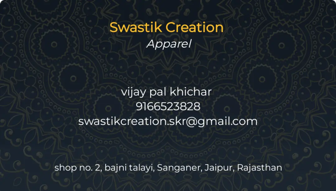 Visiting card store images of Swastik Creation