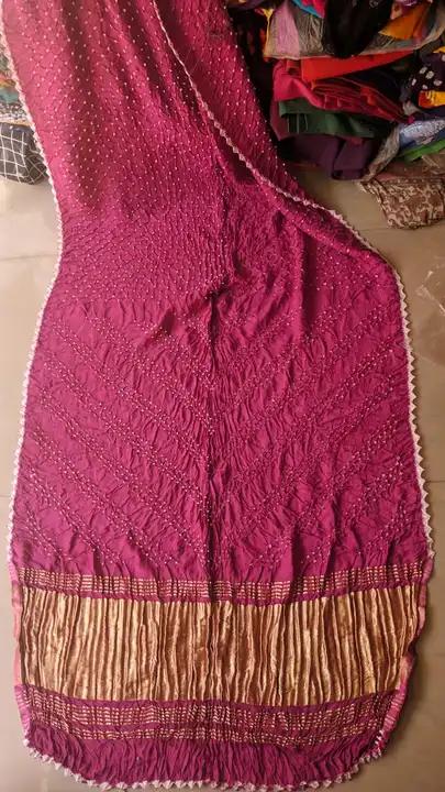 Modal silk badhani saree with tisu palaw and eging work uploaded by MahmadRamiz khatri on 8/6/2023