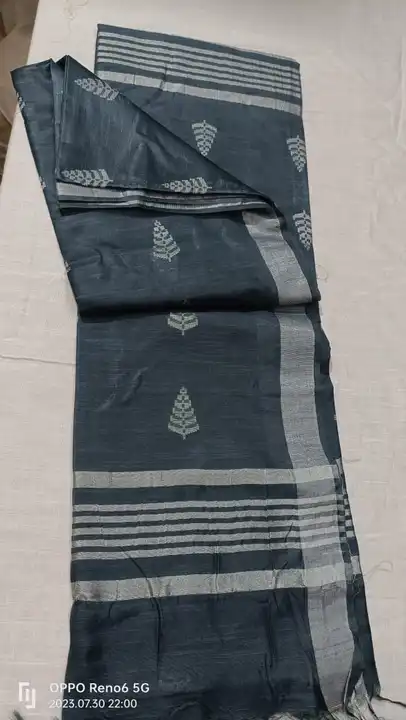 White dupion silk weaving design all over uploaded by Kiran Textile on 8/6/2023