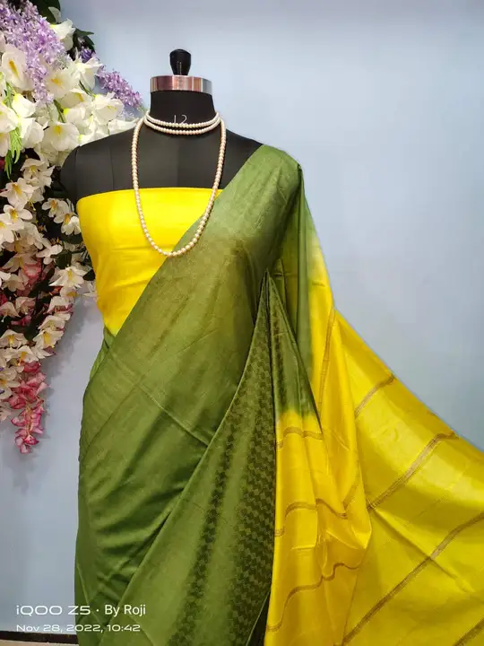 Weaving Border Design Dupion Silk Saree uploaded by S Kumar Creations on 8/6/2023