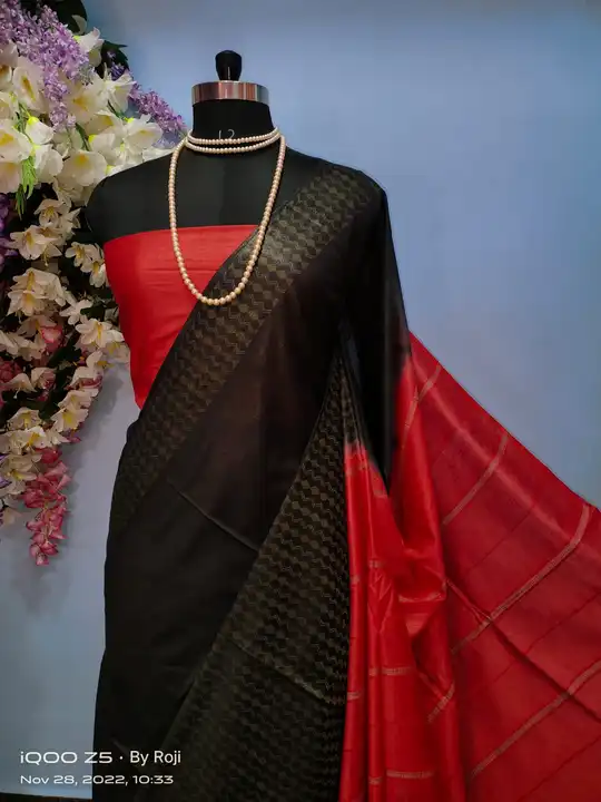 Weaving Border Design Dupion Silk Saree uploaded by S Kumar Creations on 8/6/2023