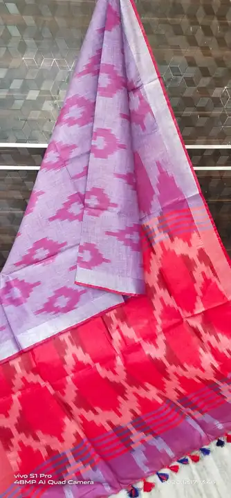 Cottan linen ikkat saree  uploaded by Peehu handloom  on 8/6/2023