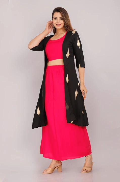 Heavy reyon shrug+skirt+dupatta set  uploaded by Rudra enterprises on 8/6/2023