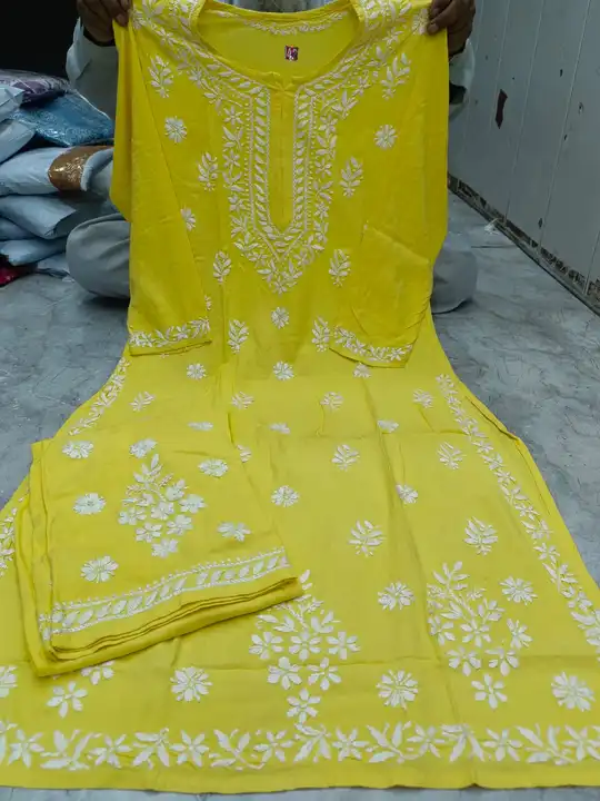 Rayon chikankari plazzo suit  uploaded by Wahid & sons chikan arts on 8/6/2023