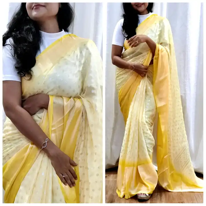 Moss chiffon saree uploaded by SAURYA LIFE STYLE on 8/6/2023