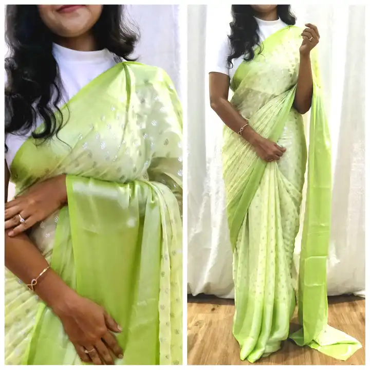 Moss chiffon saree uploaded by SAURYA LIFE STYLE on 8/6/2023