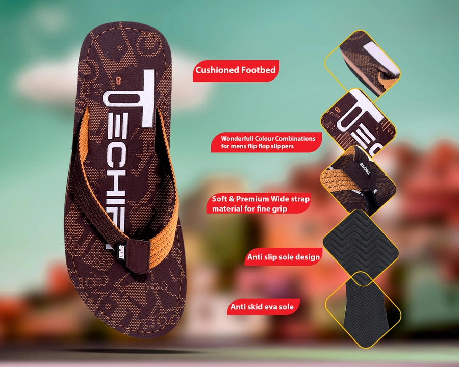 TECHIFY MENS FLIPFLOPS CHAPPAL DAILY CASUAL COMFORTABLE WEAR BROWN COLOR 6 TO 10 SIZE uploaded by Techify Exports on 8/6/2023
