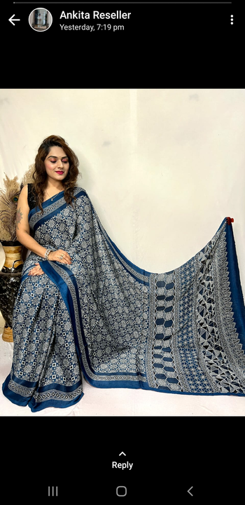 Ajrakh print modal saree uploaded by business on 8/6/2023