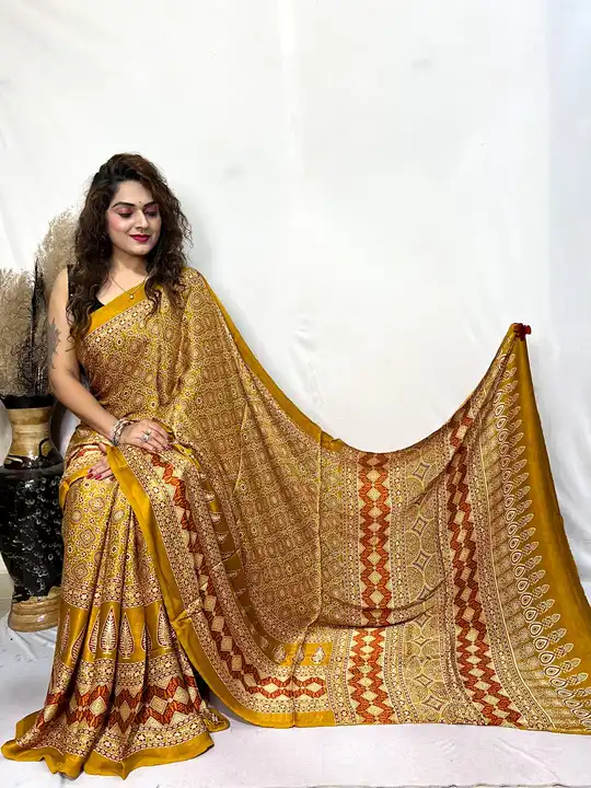 Modal silk ajrakh print saree uploaded by Arihant Bandhani's on 8/6/2023