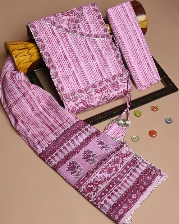Bagru Hend block printed Cotton suit gota Patti work  uploaded by NR Collection on 8/6/2023