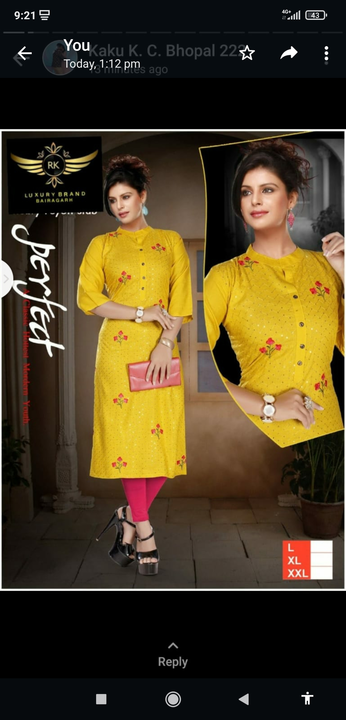 Embroidered straight kurti  uploaded by Rihan garments on 8/6/2023