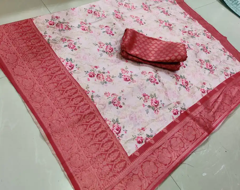 🎉new launch
🎉 Softy jyacard  silk saree 
🎉 banarsi saree With Digital print 
🎉 With blouse saree uploaded by Gotapatti manufacturer on 8/7/2023