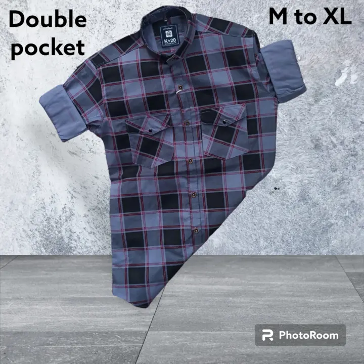 Checks double pocket shirt uploaded by Hasmukh creation on 8/7/2023