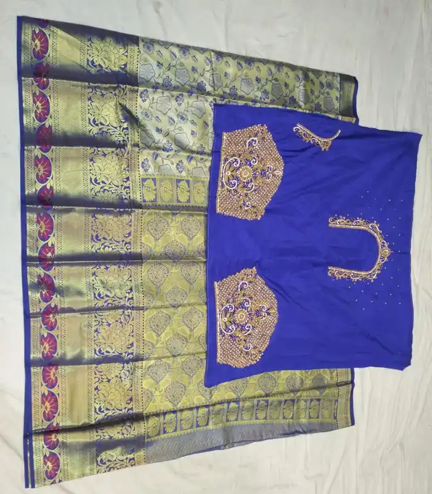Kanchivaram Onegram gold sarees with maggam work 984534552 uploaded by business on 8/7/2023