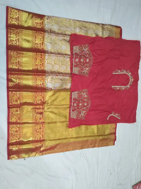 Kanchivaram Onegram gold sarees with maggam work 984534552 uploaded by Chandini fashion on 8/7/2023
