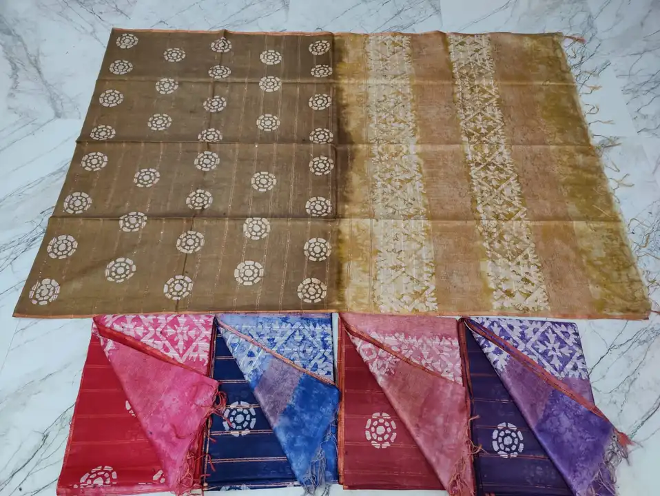 Bhagalpur cotton with contrast colour pallu and blouse exclusive design  uploaded by business on 8/7/2023