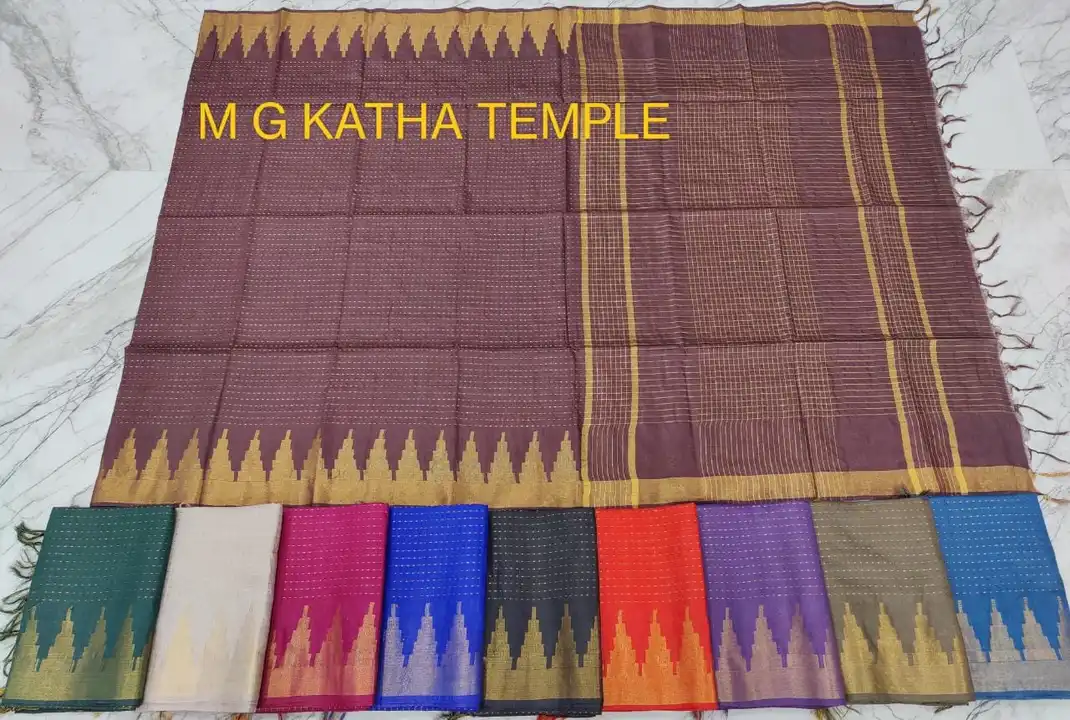 Bhagalpur cotton with jari weaving checks superb moving sarees  uploaded by M ARVIND & CO on 8/7/2023