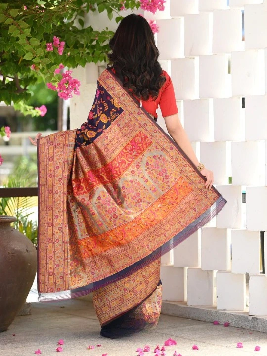 Kashmiri weaving multiple colour thread weaving design saree uploaded by Dhananjay Creations Pvt Ltd. on 8/7/2023